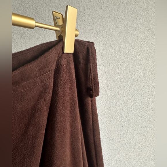 Vintage 90s Y2K Faux Suede Brown Maxi Skirt – Made in USA – Size 12 - Picture 3 of 5